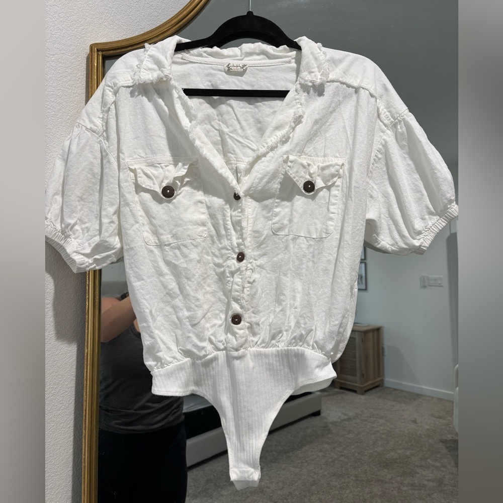 White Button-Up Bodysuit